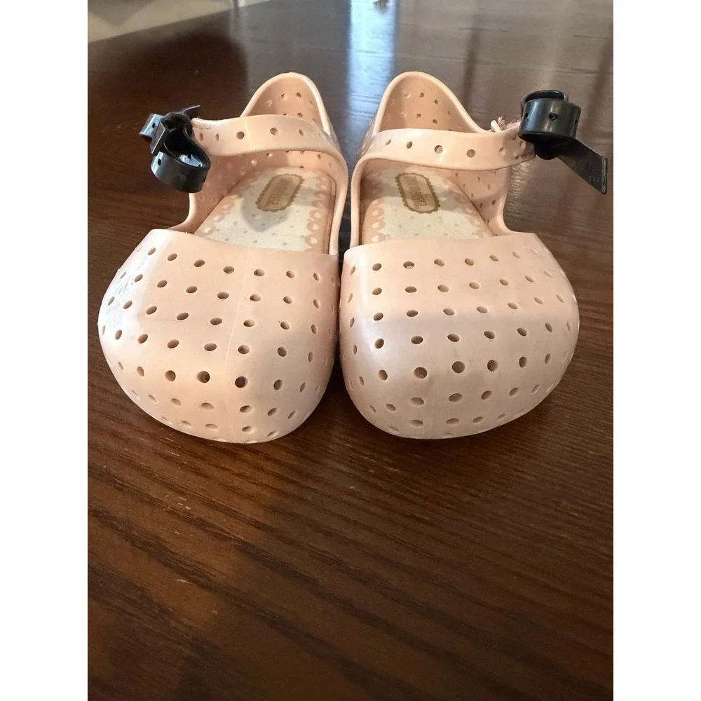 Mini Melissa Mary Jane Jelly Flats Pink Bow Toddler 7 20/21 Brazil